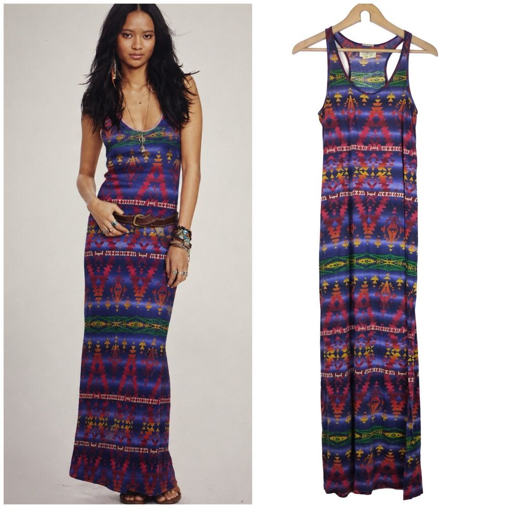 Denim & Supply Ralph Lauren Dress Womens M Southwestern Aztec Maxi Tank Boho Y2K
